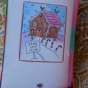 NOS JOLLY JINGLES GINGERBREAD HOUSE YARD SALE BOXED CHRISTMAS CARDS